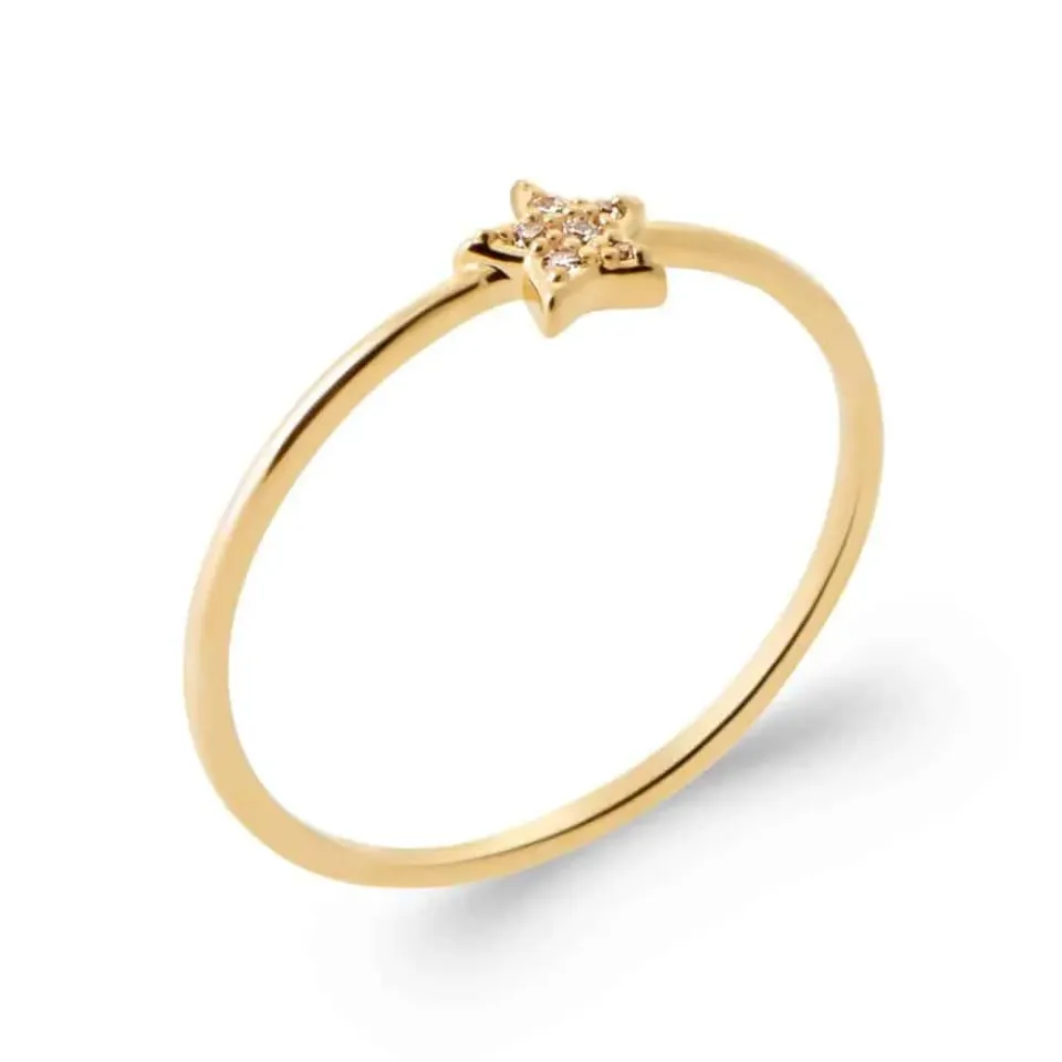 Oriana France étoile bague plaqué or pierres scintillantes