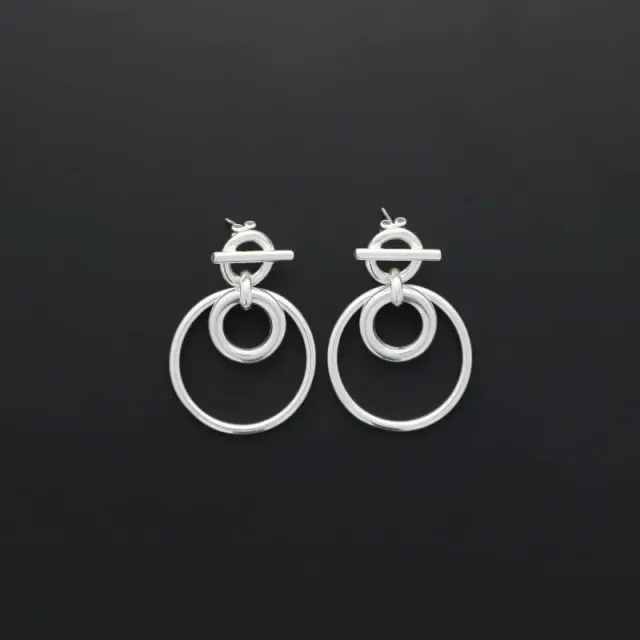 Secret de Cuir N°905 boucles d'oreilles bouée argenté