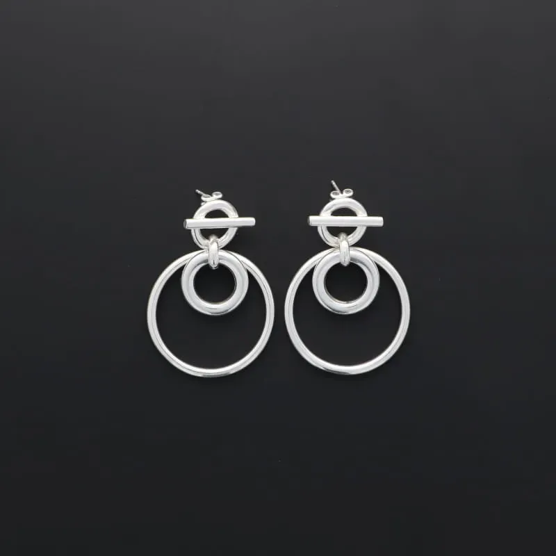 Secret de Cuir N°905 boucles d'oreilles bouée argenté