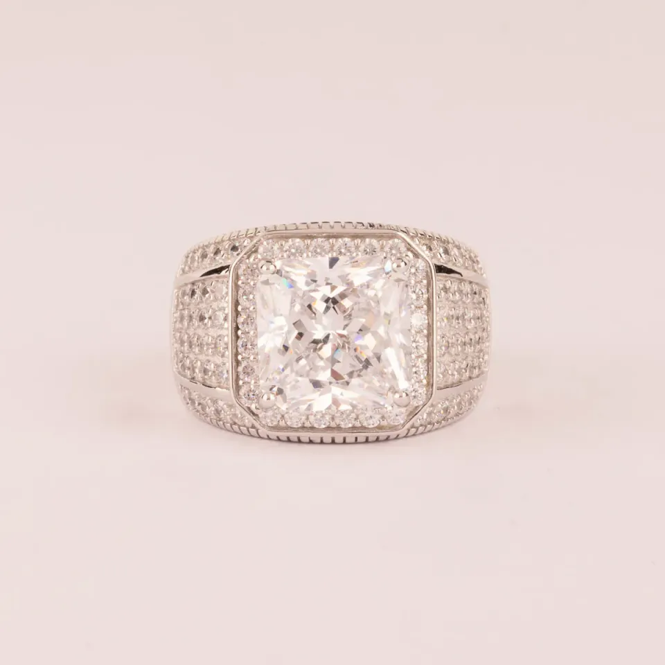 Ultima Edizione Pavé bague zircone octogonal blanc