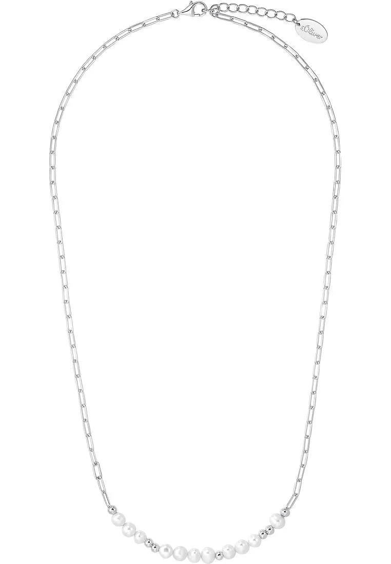 s.Oliver collier perles argent 925 blanc 42+3 cm
