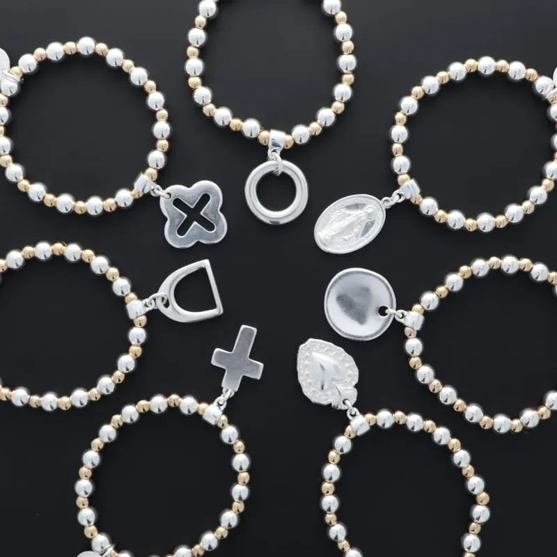 Secret de Cuir N°1616 843 bracelet perles bicolore argent doré