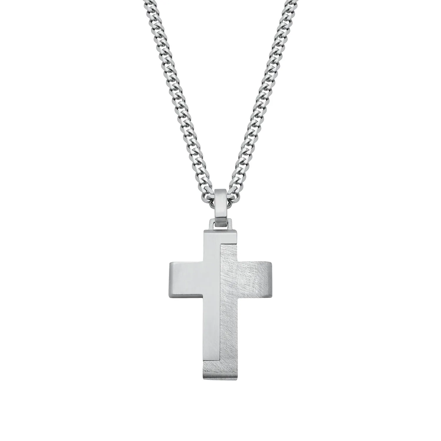 s.Oliver collier homme croix noire acier classique