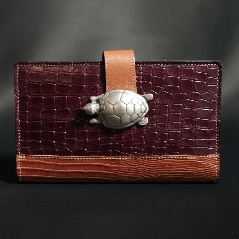 Secret de Cuir Portefeuille PM cuir tortue prune