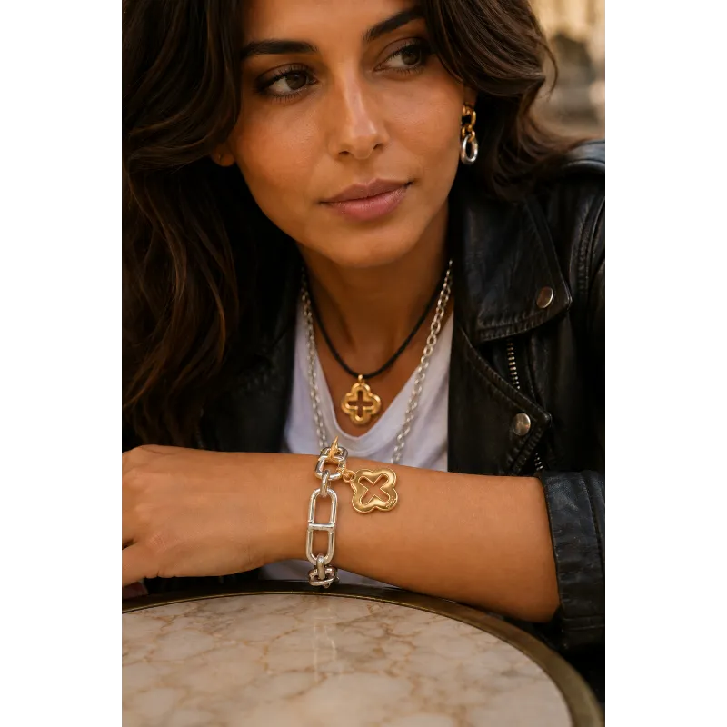 Secret de Cuir N°1726 bracelet rectangle bicolore
