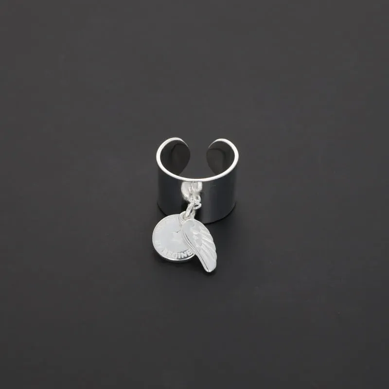 Secret de Cuir N°12 bague aile réglable argenté