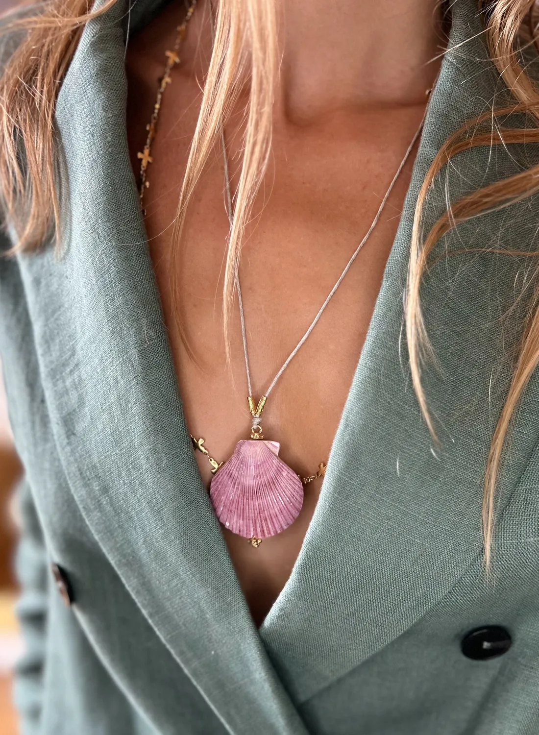 Elise Tsikis Hydra collier coquille rose