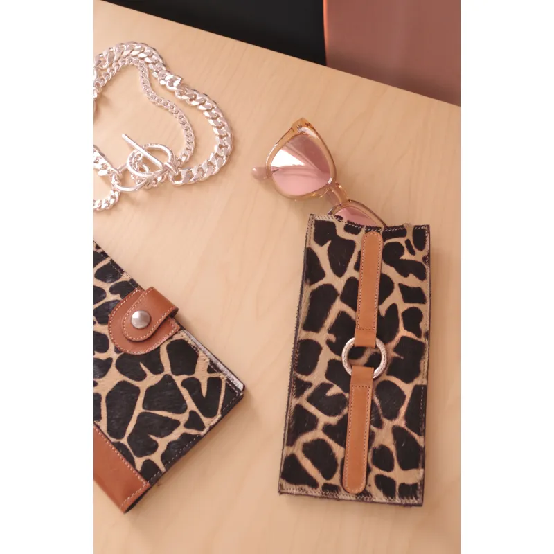 Secret de Cuir Etui girafe cuir 9x19cm lunettes