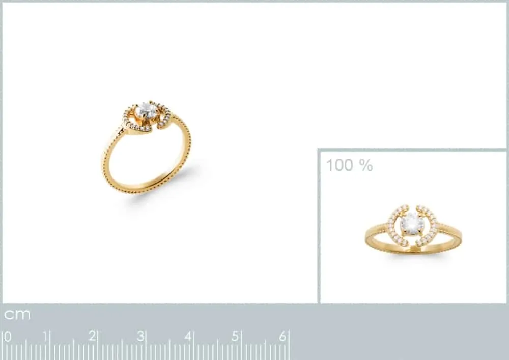 Oriana France Halo bague plaqué or diamant synthétique