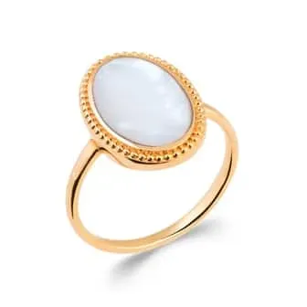 Oriana France nacre ovale bague plaqué or vintage