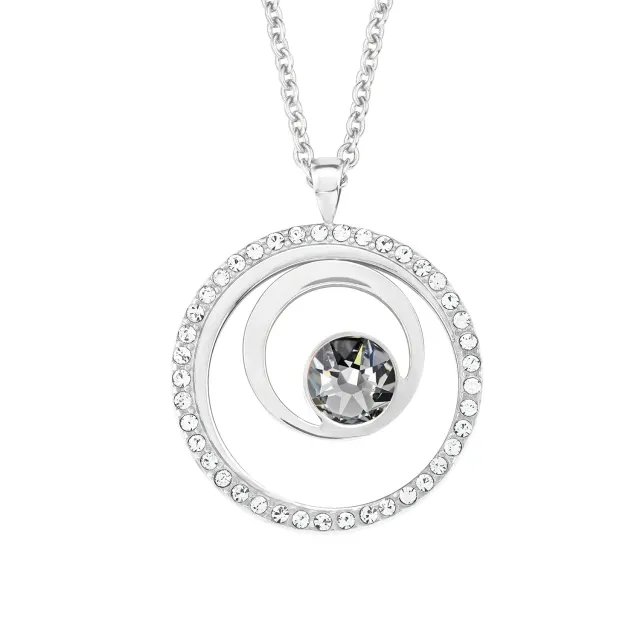 s.Oliver collier femme double cercle noir cristal