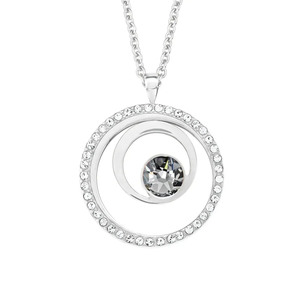 s.Oliver collier femme double cercle noir cristal