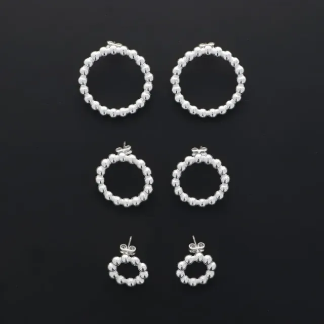 Secret de Cuir N°1418 boucles d’oreilles puce perlée argent plaqué