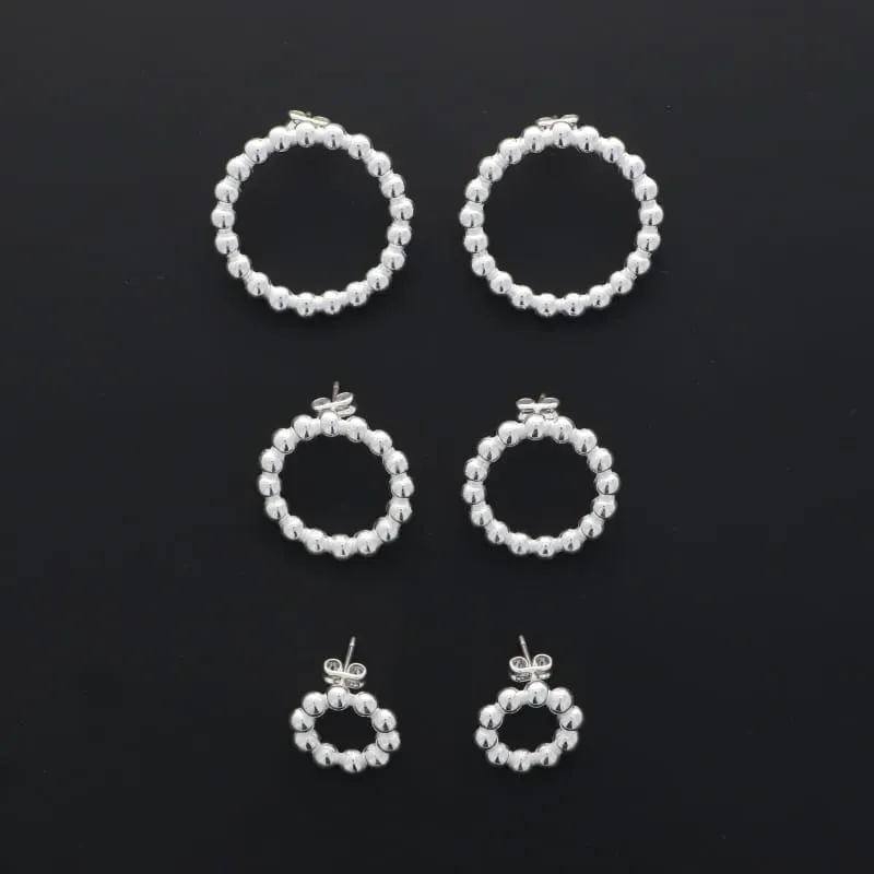 Secret de Cuir N°1418 boucles d’oreilles puce perlée argent plaqué
