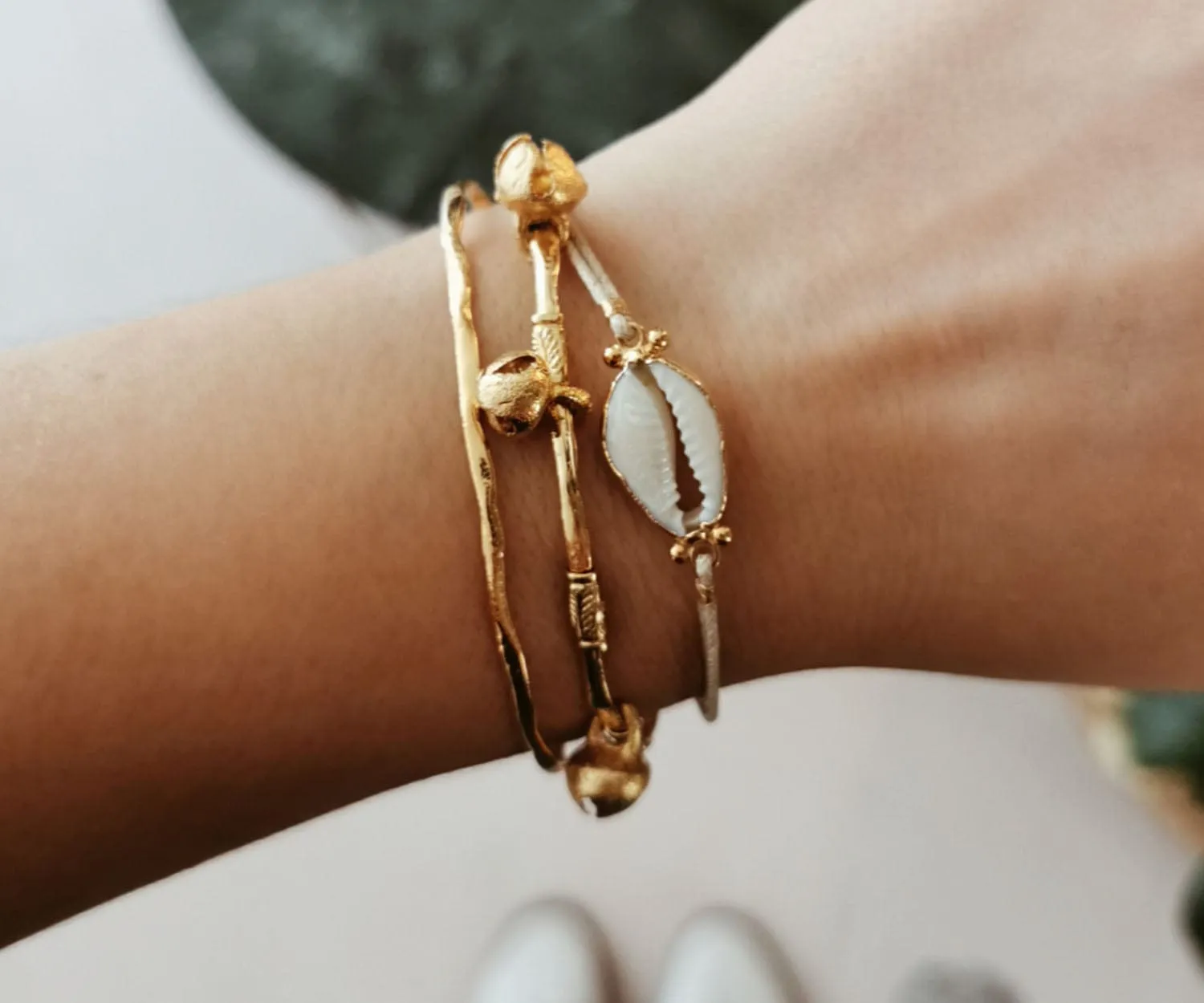 Elise Tsikis Bambou bracelet coquillage multicolore