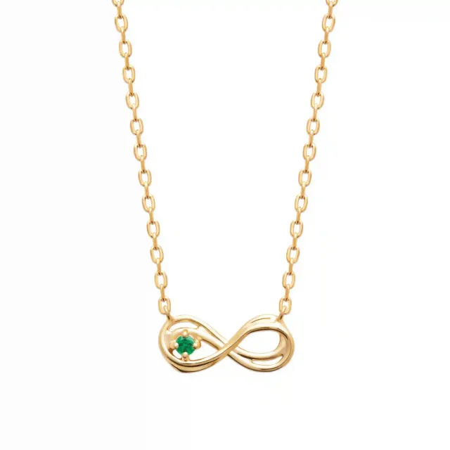 Oriana France Infini collier plaqué or pierre verte