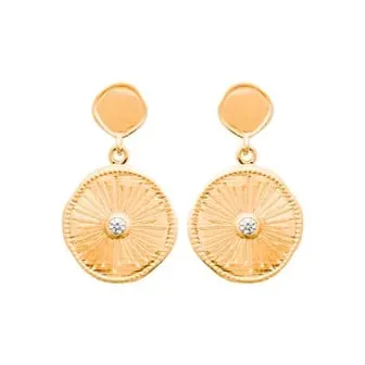 Oriana France Soleil boucles d'oreilles pendantes plaqué or