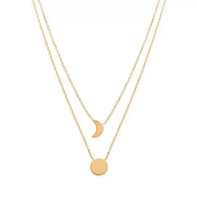 Oriana France collier 2 rangs soleil lune plaqué or