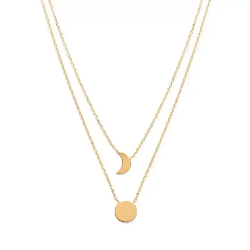 Oriana France collier 2 rangs soleil lune plaqué or