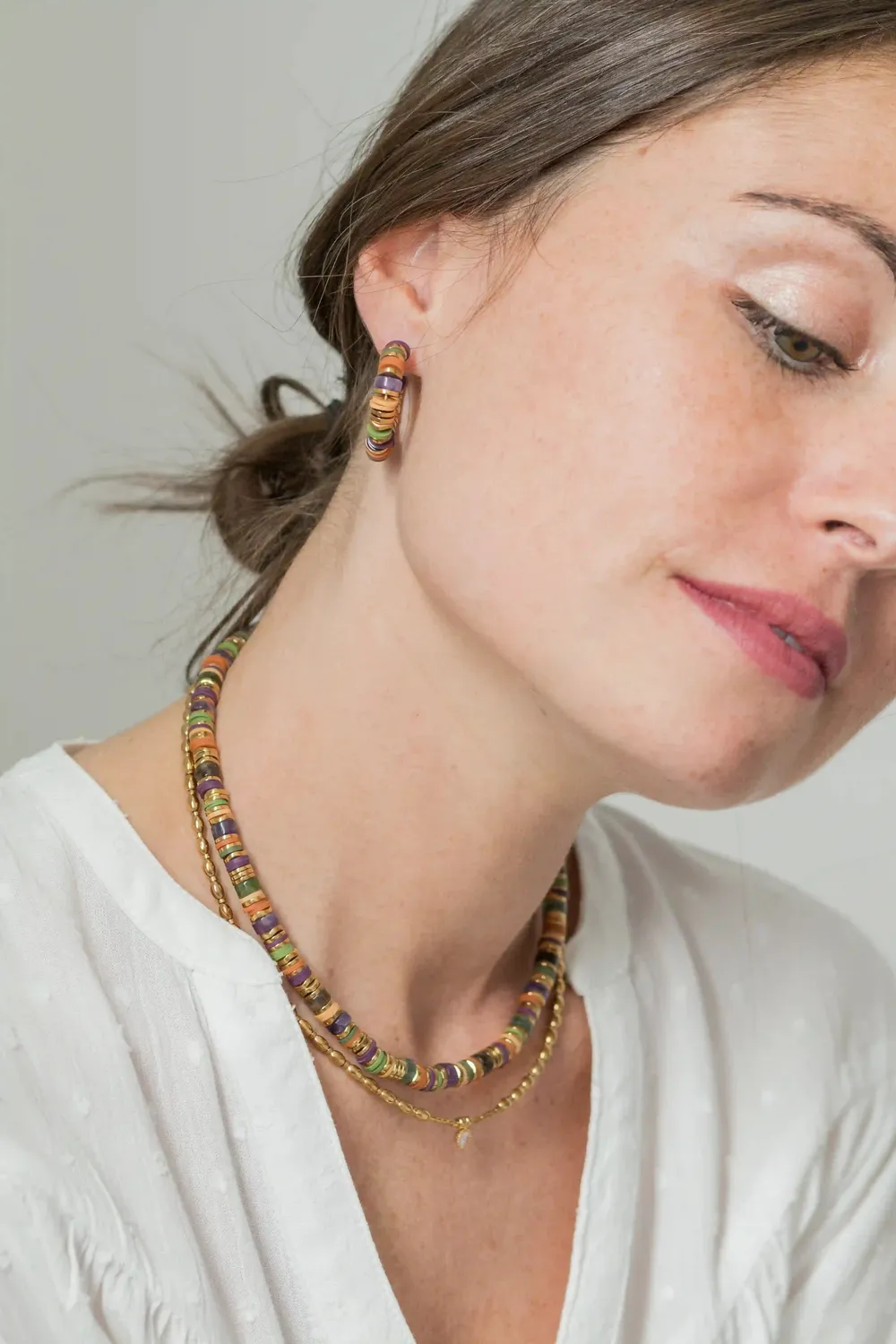 Cloralys Harper collier hématite gold zircon 36 cm