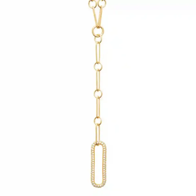 Oriana France mailles allongées collier cravate plaqué or zircon