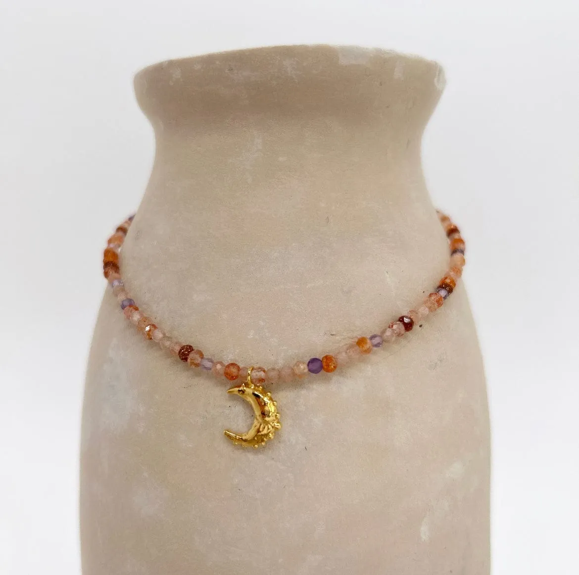 Elise Tsikis Songe collier lune perles femme 42 cm
