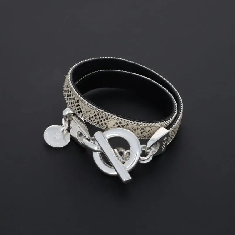 Secret de Cuir N°50 bracelet serpent blanc cuir S M L
