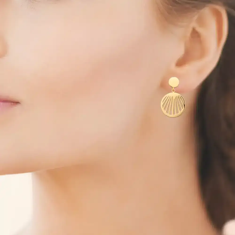 Oriana France rayons de soleil boucles d'oreilles pendantes plaqué or sans nickel