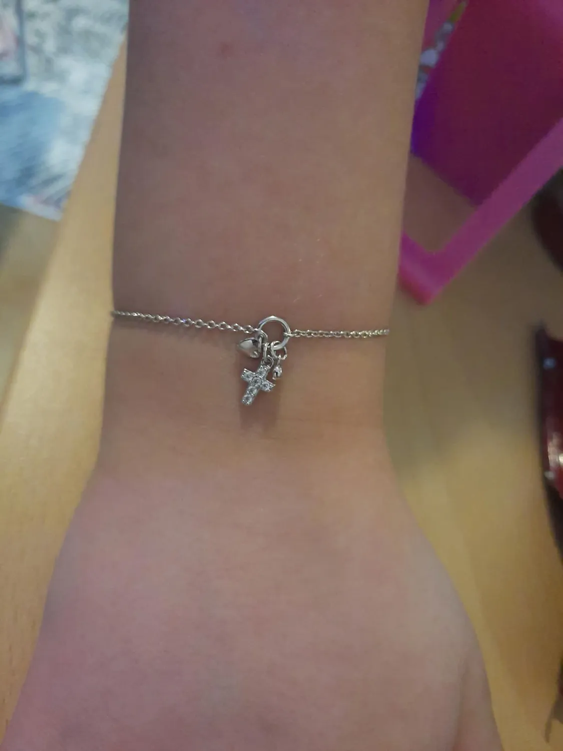 s.Oliver Bracelet Fille Argent 925 Croix 14-16 cm