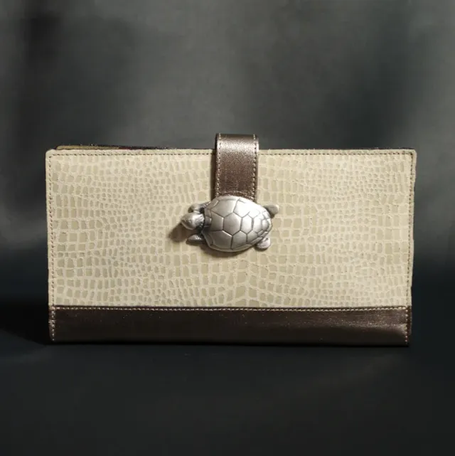 Secret de Cuir portefeuille GM serpent blanc cuir tortue