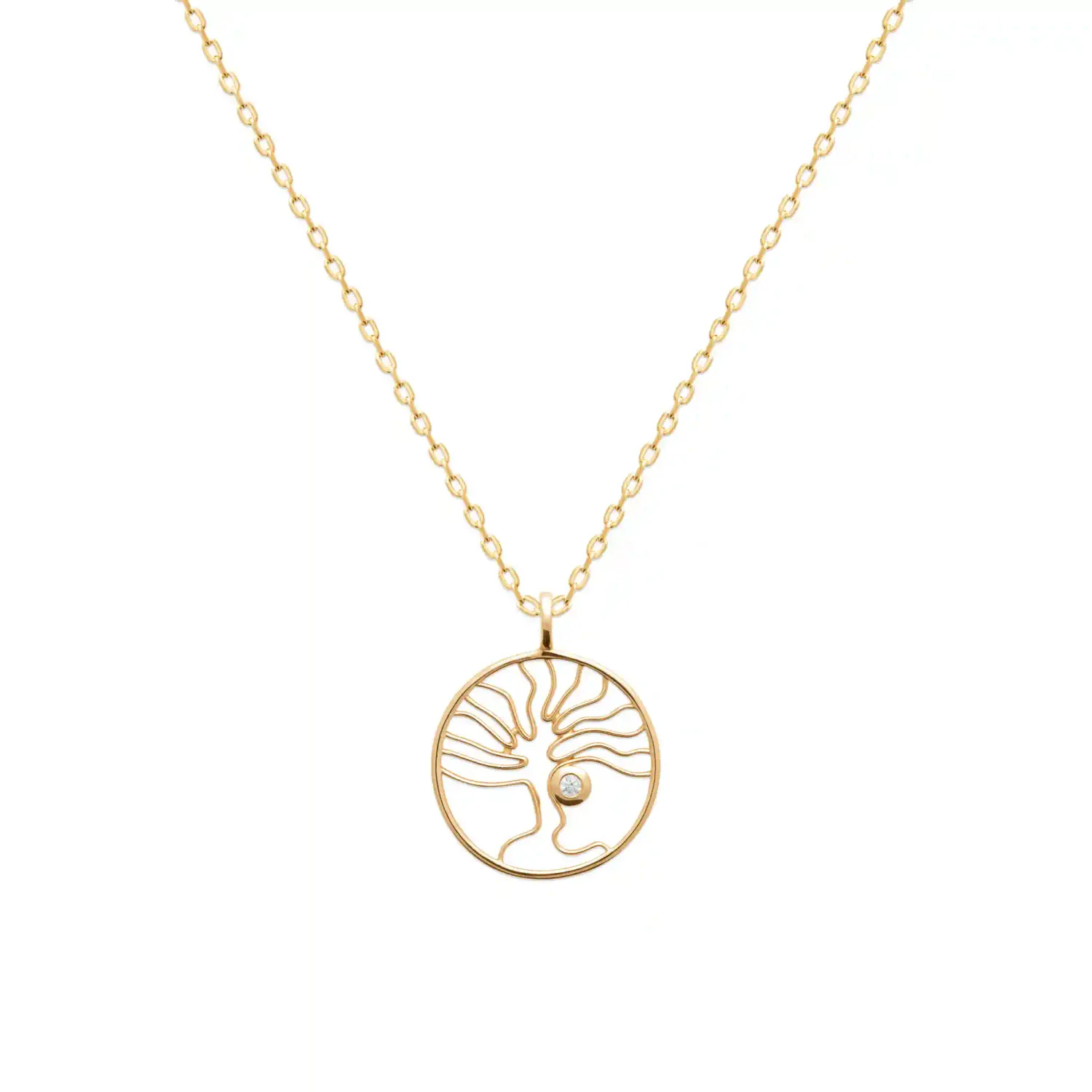Oriana France pendentif arbre de vie plaqué or pierre