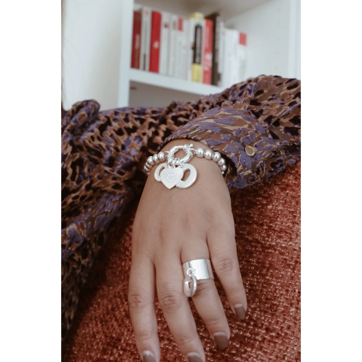 Secret de Cuir N°1345 pack 6 bracelets perles argentés