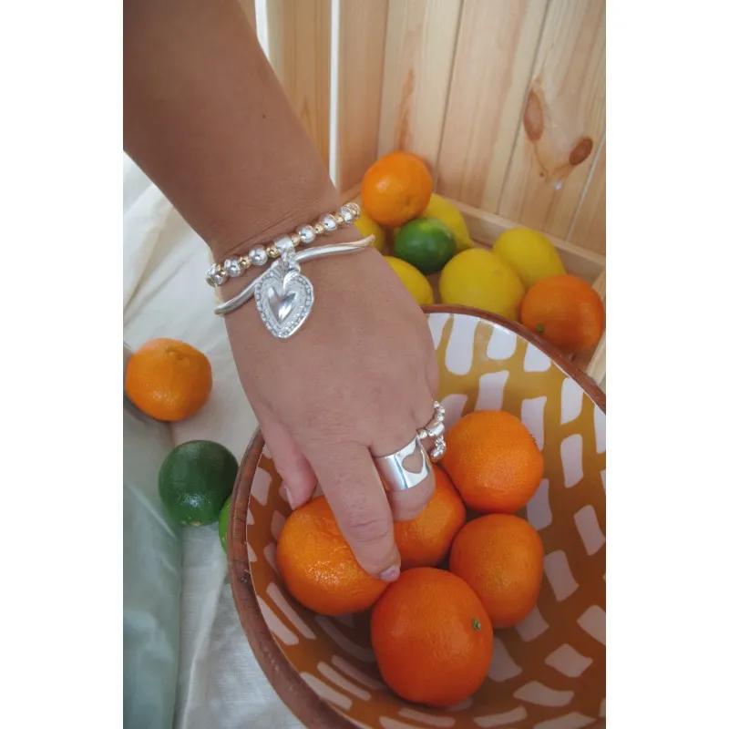 Secret de Cuir N°1616 843 bracelet perles bicolore argent doré
