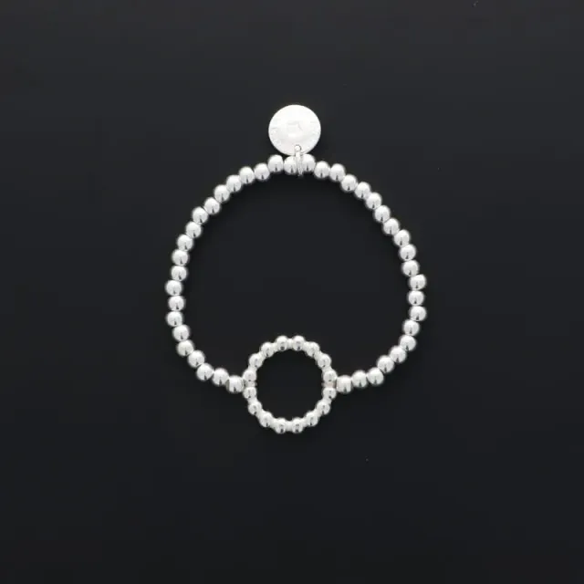 Secret de Cuir N°1550 bracelet rond perlé argent perles