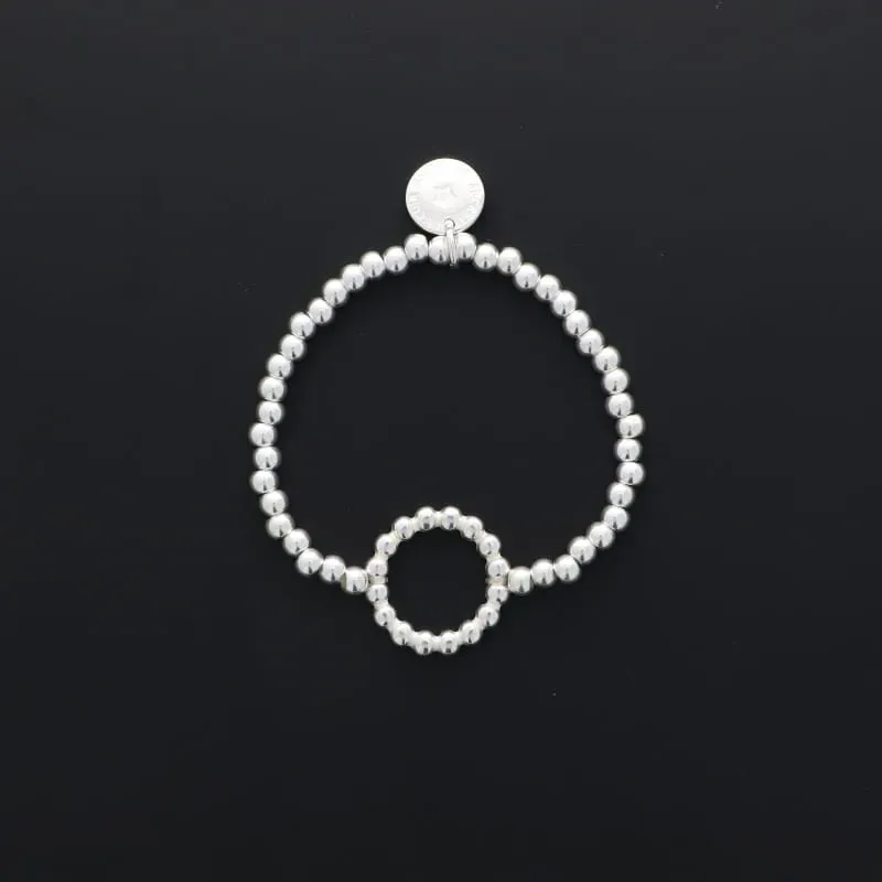 Secret de Cuir N°1550 bracelet rond perlé argent perles