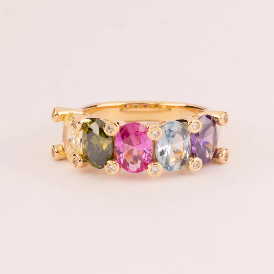 Ultima Edizione demi-alliance ovales multicolore bague