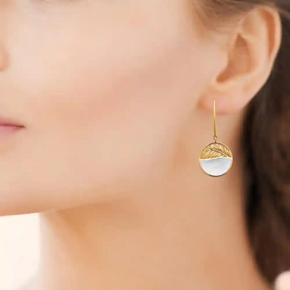 Oriana France boucles d'oreilles plaqué or palmier nacre