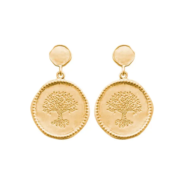 Oriana France boucles pendantes médaillons arbre de vie