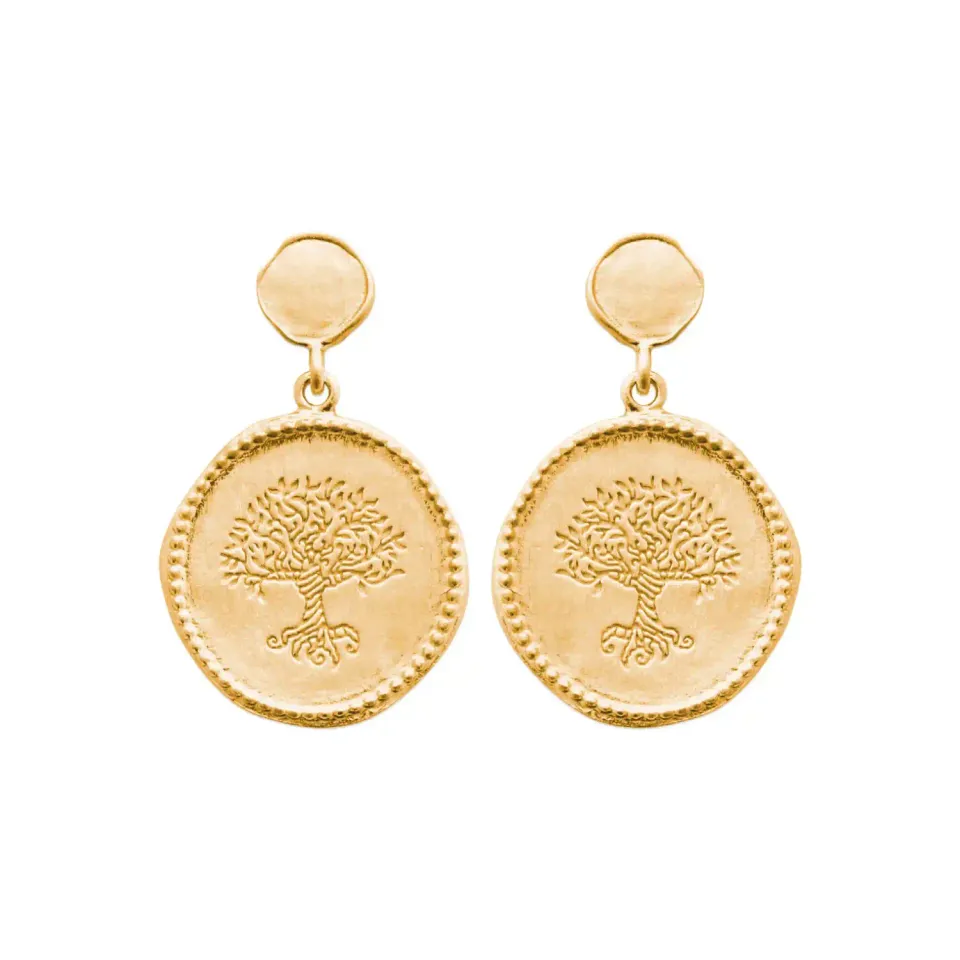 Oriana France boucles pendantes médaillons arbre de vie