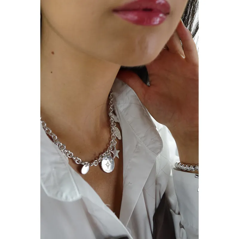 Secret de Cuir N°1561 collier charms plaqué argent