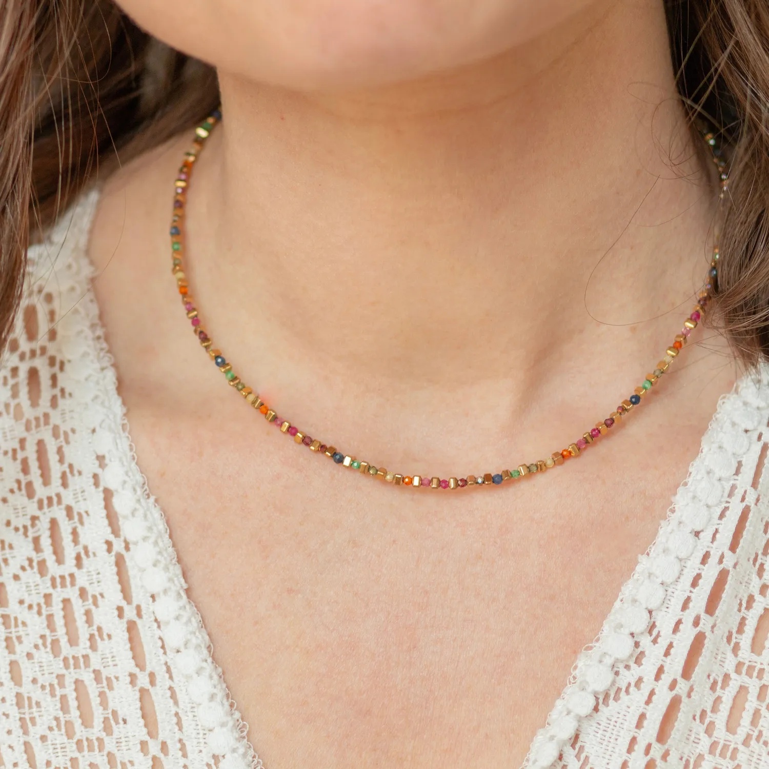 Cloralys Aziliz collier zircon multicolore 38 cm