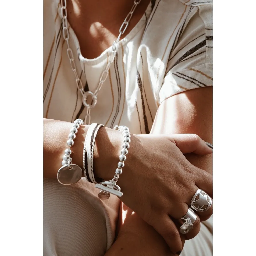 Secret de Cuir N°924 bracelet steph cuir perles argent