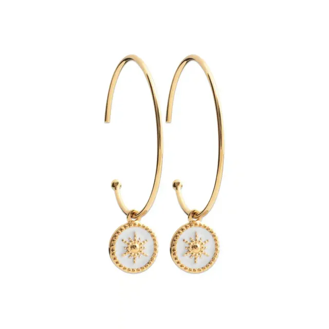 Oriana France boucles créoles soleil plaqué or laque blanche