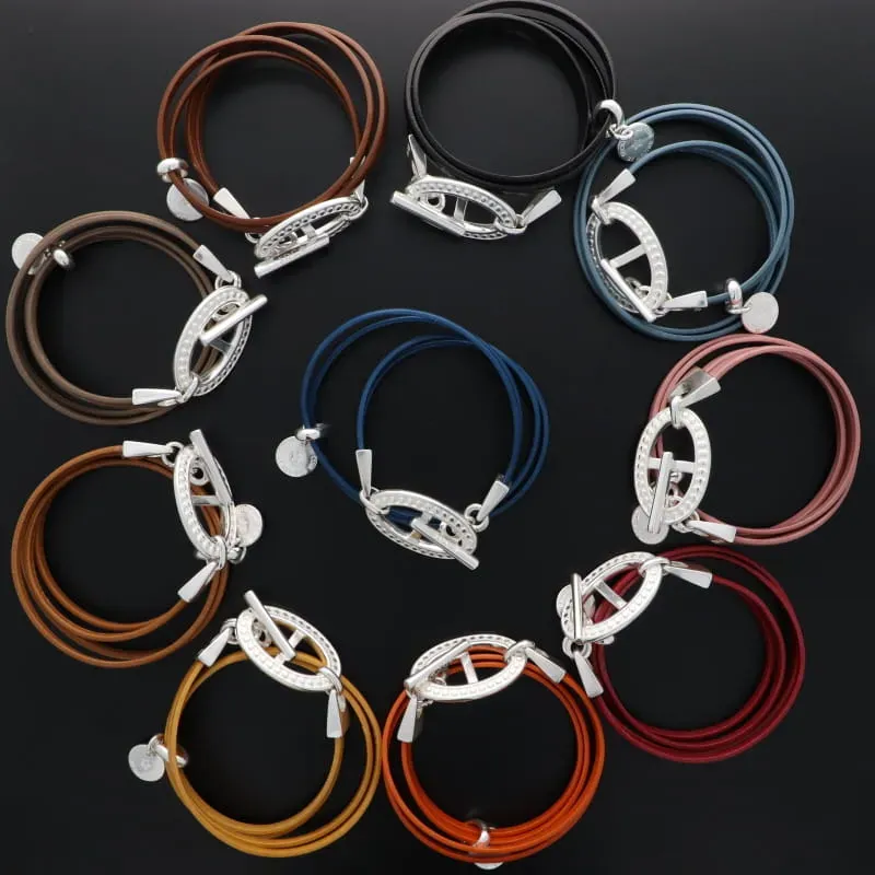 Secret de Cuir N°1344 bracelet cuir ovale argenté