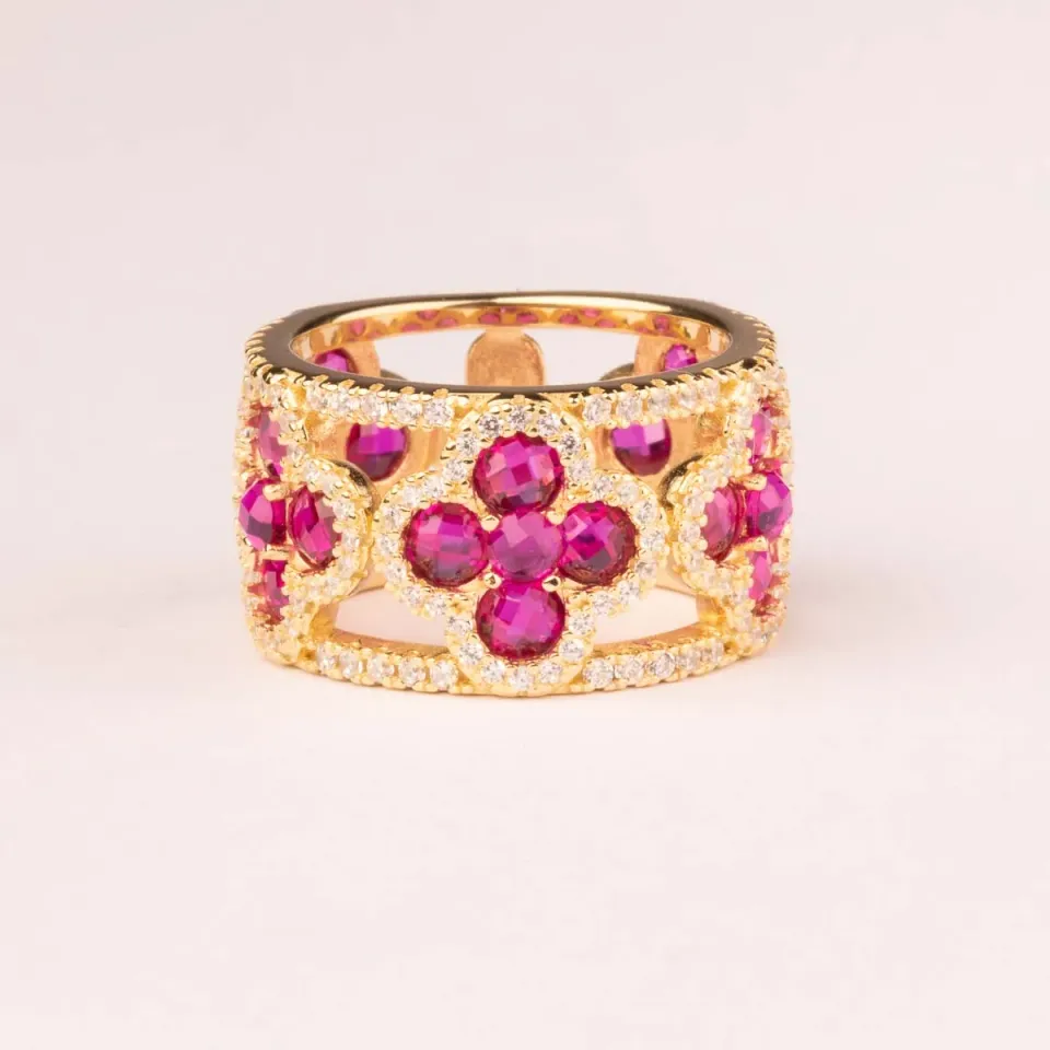 Ultima Edizione Fiori bague large fleurs colores