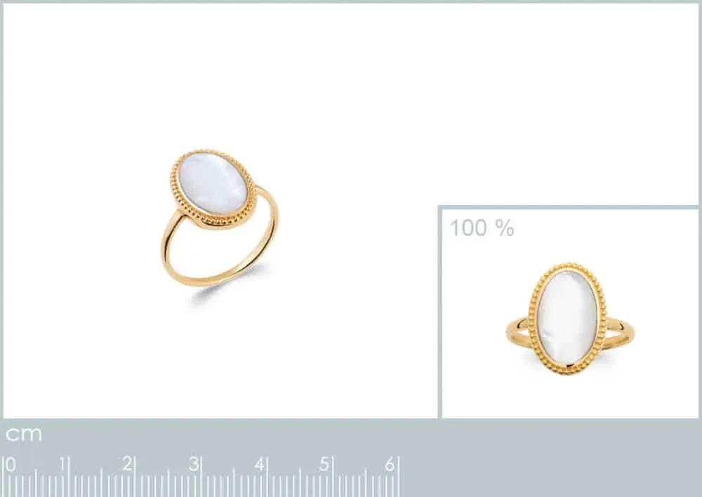 Oriana France nacre ovale bague plaqué or vintage