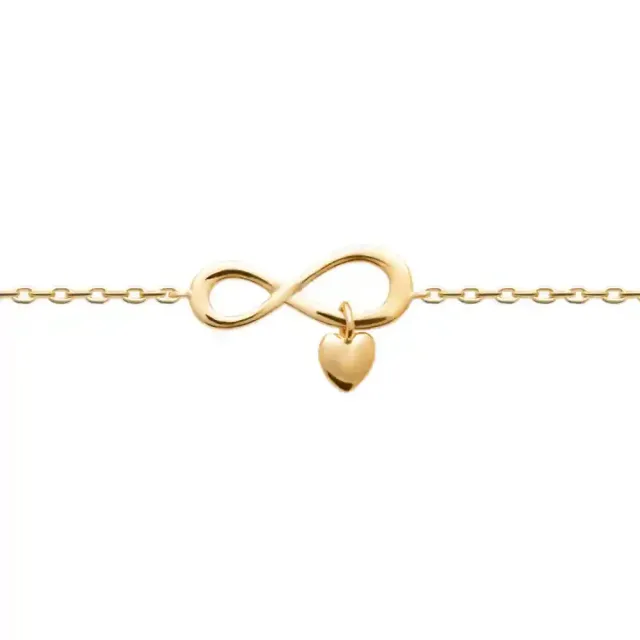 Oriana France infini cœur bracelet plaqué or breloque