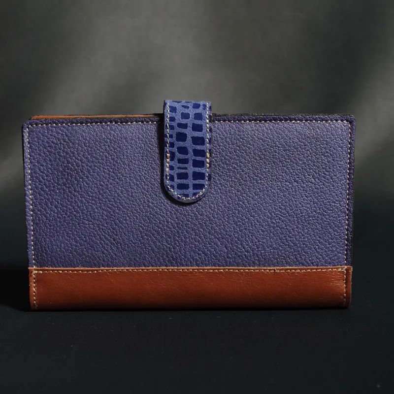 Secret de Cuir portefeuille PM cuir tortue bleu 17 cm