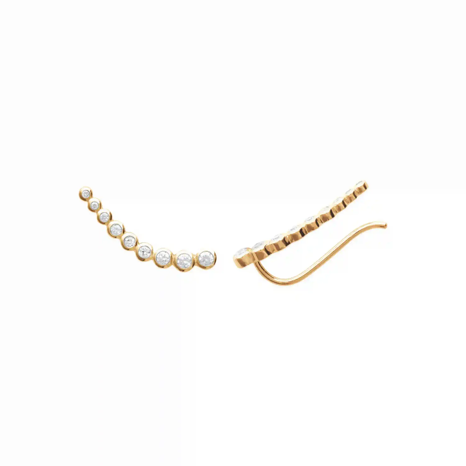 Oriana France boucles grimpantes zircons ronds plaqué or