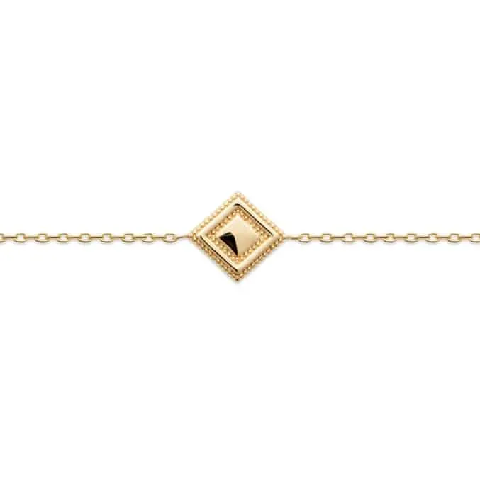 Oriana France bracelet losange plaqué or perlé